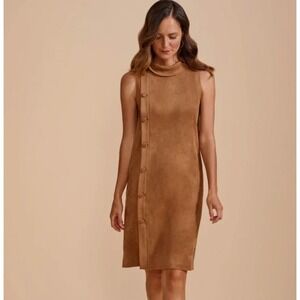 J. McLaughlin Womens Shafer Dress Size XS Tan Faux Suede Sleeveless Shift NEW